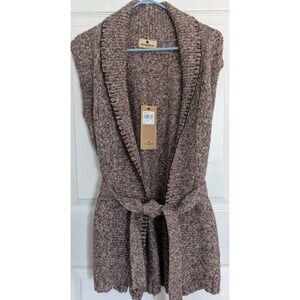 Woolrich Cotton Alpaca Blend Cardigan Belted Sweater Vest Hazelberry NWT Sz L